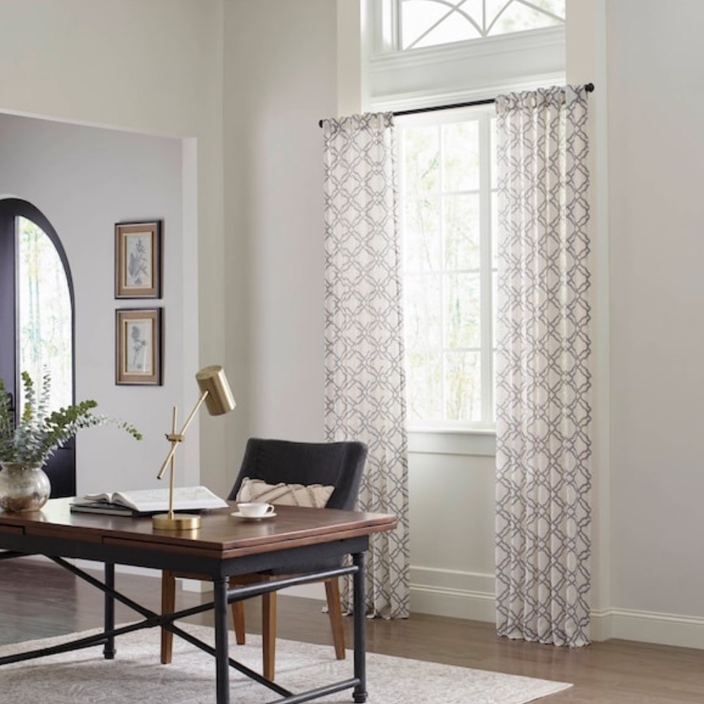 2PK Allen+Roth 50x95-in Grey Light Filtering Back Tab Curtain Panels - Picture 2 of 10